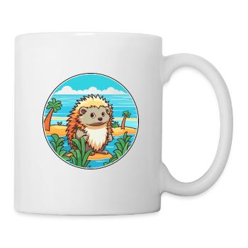 Igel Aquarell Karikatur Kawaii Clipart Tier - Tasse - Weiß - Rechts