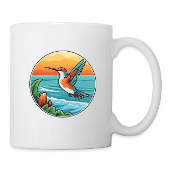 Colibri aquarelle dessin animé Kawaii Clipart animal de compagnie - Mug blanc - blanc - Droite