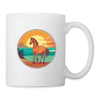 Pferd Aquarell Karikatur Kawaii Clipart Tier - Tasse - Weiß - Rechts