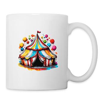 Zirkuszelt / Manege / Unterhaltung / Artisten - Tasse - Weiß - Rechts