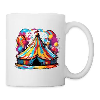 Zirkuszelt / Manege / Unterhaltung / Artisten - Tasse - Weiß - Rechts