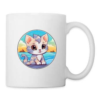 Chaton aquarelle dessin animé Kawaii Clipart Animal - Mug blanc - blanc - Droite