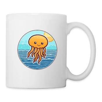 Méduse aquarelle dessin animé Kawaii Clipart Animal - Mug blanc - blanc - Droite