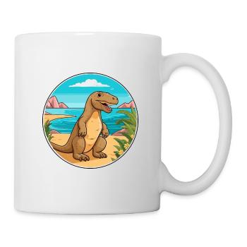 Komodowaran Aquarell Cartoon Kawaii Tier - Tasse - Weiß - Rechts