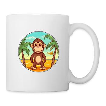 Monkey Watercolor Cartoon Kawaii Clipart Animal - Mug - white - Right