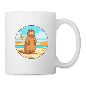 Murmeltier Aquarell Cartoon Kawaii Clipart Tier - Tasse - Weiß - Rechts