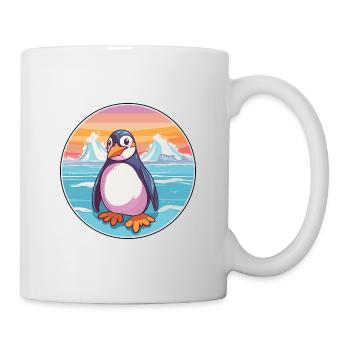 Pinguin Aquarell Cartoon Kawaii Clipart Tier - Tasse - Weiß - Rechts