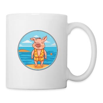 Pig Watercolor Cartoon Kawaii Clipart Animal - Mug - white - Right
