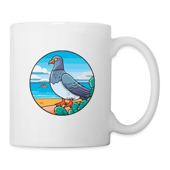 Pigeon Watercolor Cartoon Kawaii Clipart Animal - Mug - white - Right