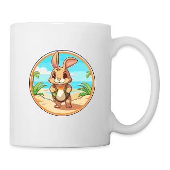Kaninchen Aquarell Cartoon Kawaii Clipart Tier - Tasse - Weiß - Rechts