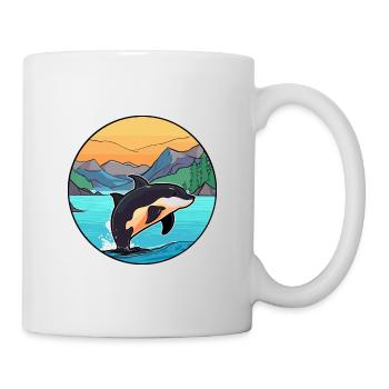 Orca Watercolor Cartoon Kawaii Clipart Animal - Mug - white - Right