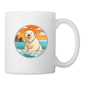 Ours polaire aquarelle dessin animé Kawaii Clipart animal de compagnie - Mug blanc - blanc - Droite
