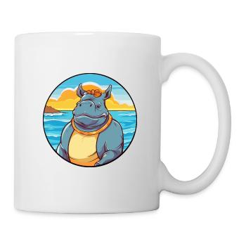 Rhino Watercolor Cartoon Kawaii Clipart Animal - Mug - white - Right