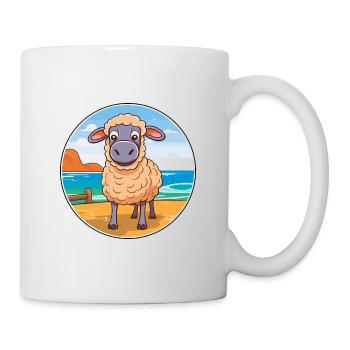 Schaf Aquarell Cartoon Kawaii Clipart Tier - Tasse - Weiß - Rechts