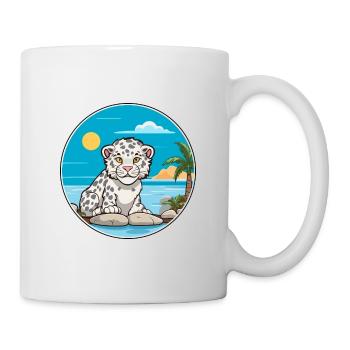 Léopard des neiges aquarelle dessin animé Kawaii Clipart animal de compagnie - Mug blanc - blanc - Droite