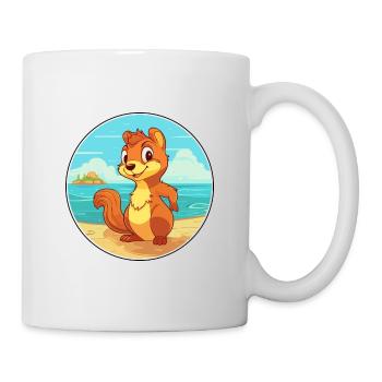 Eichhörnchen Aquarell Cartoon Kawaii Clipart Tier - Tasse - Weiß - Rechts