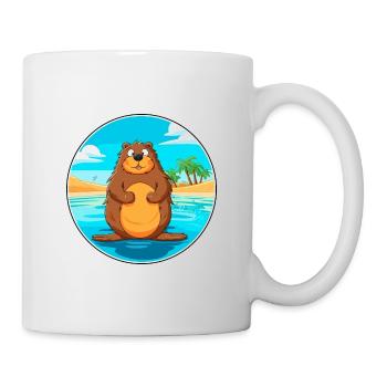 Beaver Watercolor Cartoon Kawaii Clipart Animal - Mug - white - Right