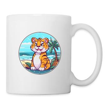 Tiger Watercolor Cartoon Kawaii Clipart Animal - Mug - white - Right