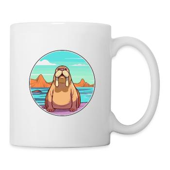 Walrus Watercolor Cartoon Kawaii Clipart Animal - Mug - white - Right