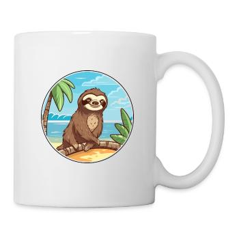 Paresseux aquarelle dessin animé Kawaii Clipart Animal - Mug blanc - blanc - Droite