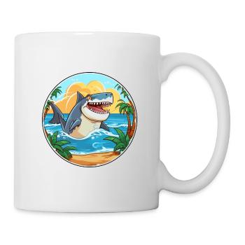 Requin aquarelle dessin animé kawaii Clipart Animal - Mug blanc - blanc - Droite