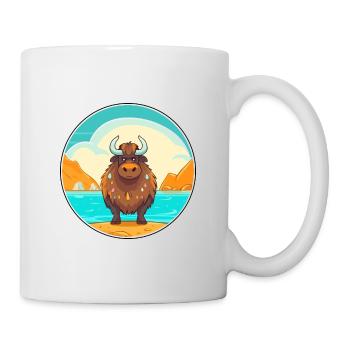 Yak aquarelle dessin animé Kawaii Clipart Animal - Mug blanc - blanc - Droite