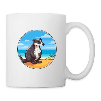 Blaireau Aquarelle Dessin Animé Kawaii Clipart Animal - Mug blanc - blanc - Droite