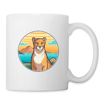 Aquarell Cartoon Kawaii Clipart Tier - Tasse - Weiß - Rechts