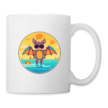 Fledermaus Aquarell Cartoon Kawaii Clipart Tier - Tasse - Weiß - Rechts