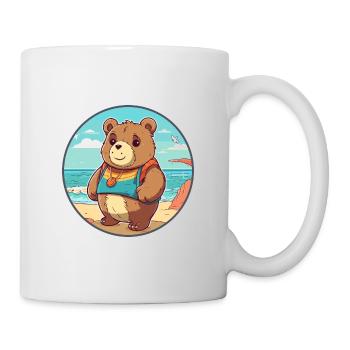 Bär Aquarell Karikatur Kawaii Clipart Tier - Tasse - Weiß - Rechts