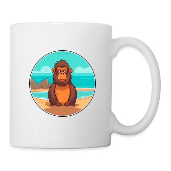 Baboon Watercolor Cartoon Kawaii Clipart Animal - Mug - white - Right