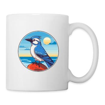 Blue Jay Watercolor Cartoon Kawaii Clipart Animal - Mug - white - Right