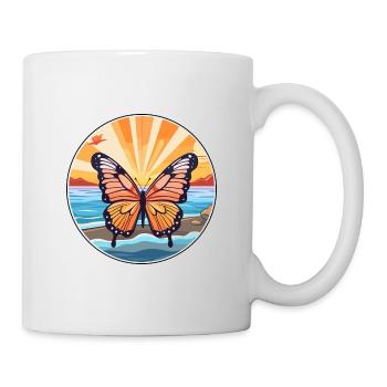 Papillon aquarelle dessin animé Kawaii Clipart Animal - Mug blanc - blanc - Droite