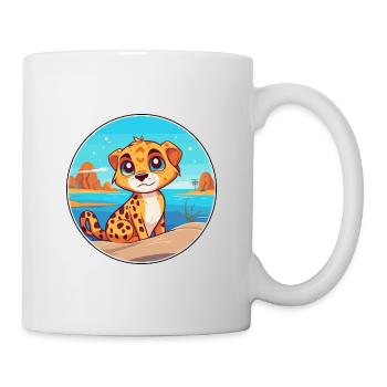 Cheetah Watercolor Cartoon Kawaii Clipart Animal - Mug - white - Right