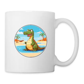 Crocodile Watercolor Cartoon Kawaii Clipart Animal - Mug - white - Right