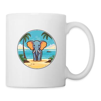 Éléphant aquarelle dessin animé Kawaii Clipart Animal - Mug blanc - blanc - Droite