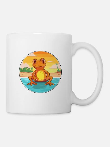 Frog Watercolor Cartoon Kawaii Clipart Animal - Mug - white