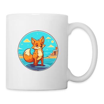Fox Watercolor Cartoon Kawaii Clipart Animal - Mug - white - Right
