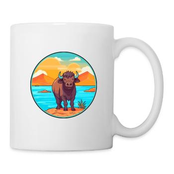 Buffalo Watercolor Cartoon Kawaii Clipart Animal - Mug - white - Right