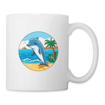 Dolphin Watercolor Cartoon Kawaii Clipart Animal - Mug - white - Right