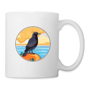 Crow Watercolor Cartoon Kawaii Clipart Animal - Mug - white - Right