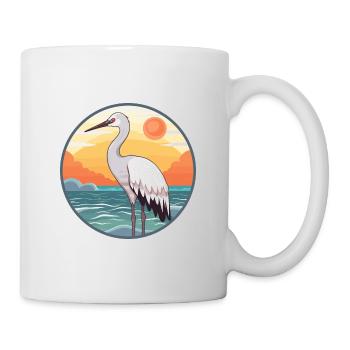 Crane Watercolor Cartoon Kawaii Clipart Animal - Mug - white - Right