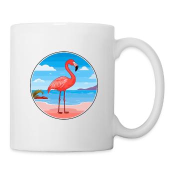 Flamant rose aquarelle dessin animé Kawaii Clipart Animal - Mug blanc - blanc - Droite
