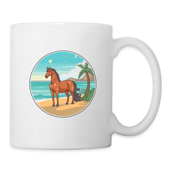 Pferd Aquarell Karikatur Kawaii Clipart Tier - Tasse - Weiß - Rechts