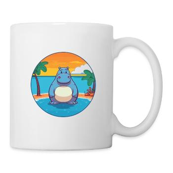 Nilpferd Aquarell Cartoon Kawaii Clipart Tier - Tasse - Weiß - Rechts