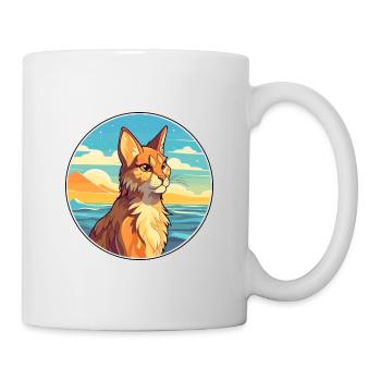 Luchs Aquarell Cartoon Kawaii Clipart Tier - Tasse - Weiß - Rechts