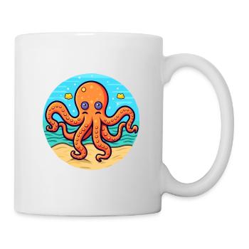 Poulpe aquarelle dessin animé kawaii Clipart Animal - Mug blanc - blanc - Droite