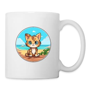 Chaton aquarelle dessin animé Kawaii Clipart Animal - Mug blanc - blanc - Droite