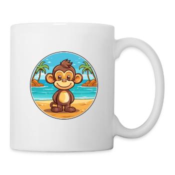 Monkey Watercolor Cartoon Kawaii Clipart Animal - Mug - white - Right