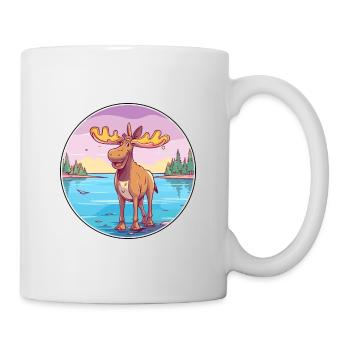 Moose Watercolor Cartoon Kawaii Clipart Animal - Mug - white - Right